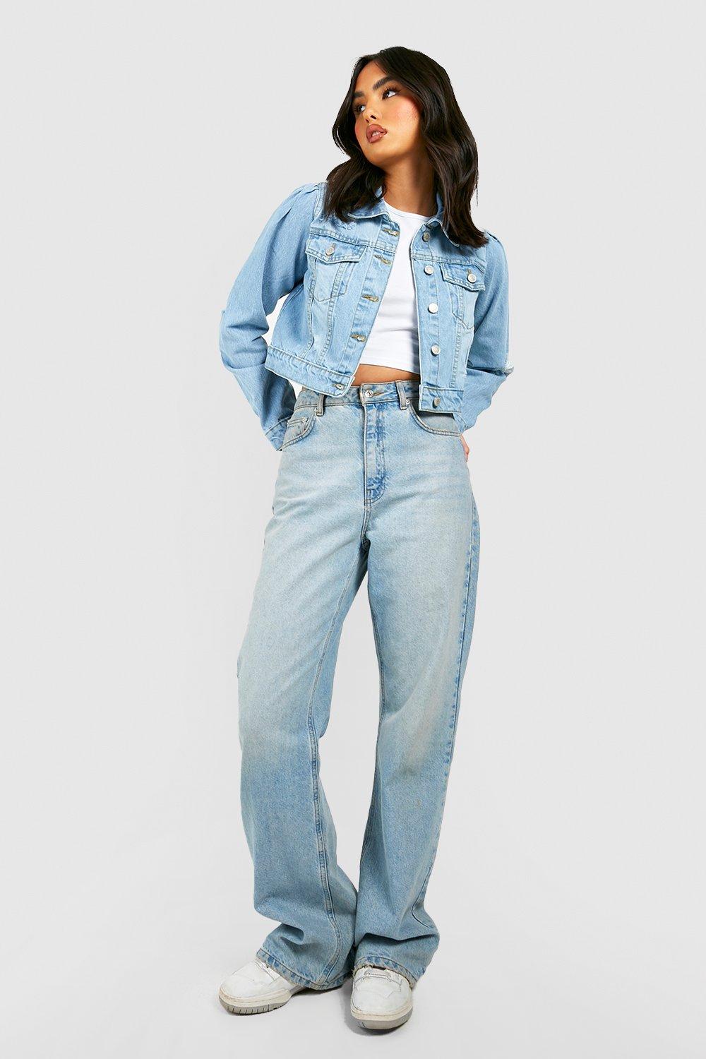 Shoulder puff denim on sale jacket